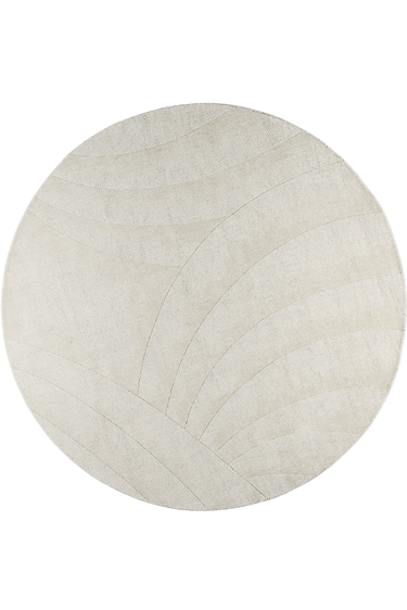 Volute Round wool rug in Écru, full view