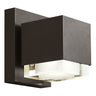 Modern bronze LED outdoor wall sconce for residential or commercial entryways