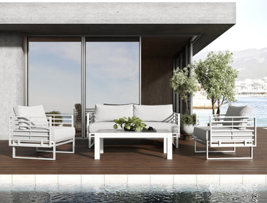 Renava Wharf Outdoor Light Grey & White Sofa Set