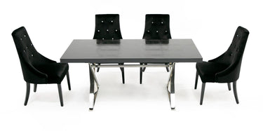AX Xavier Black Crocodile Stainless Steel Dining Table