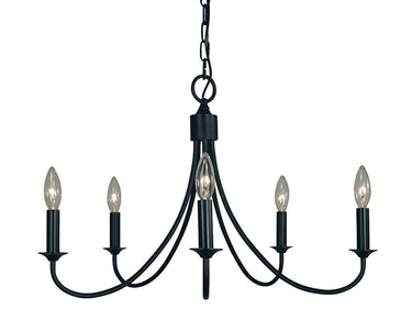 Framburg Maisonette 5 - Light Matte Black Chandelier 1001 MBLACK