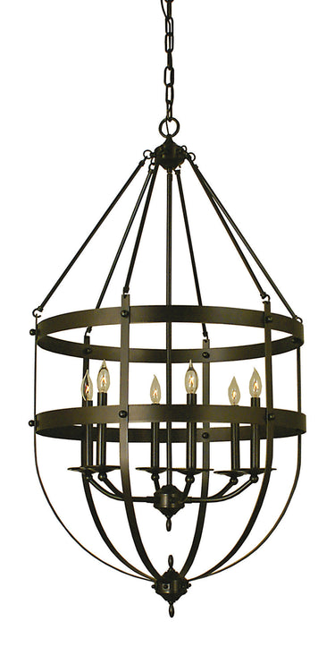 Framburg Hannover 6 - Light Mahogany Bronze Foyer Chandelier 1018 MB