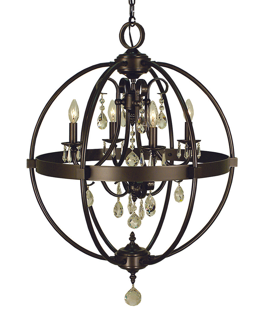 Framburg 4-Light Mahogany Bronze Compass Dining Chandelier