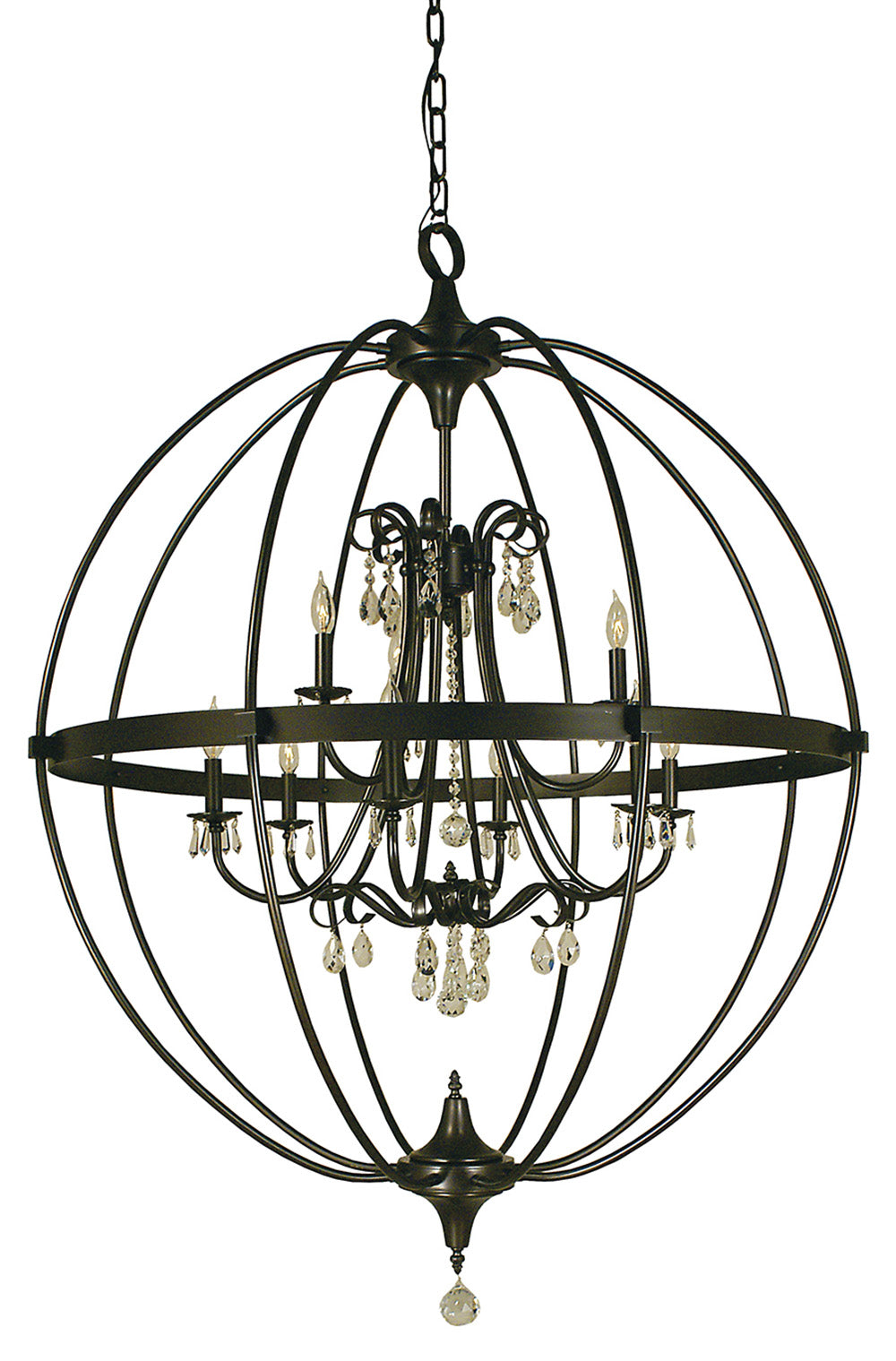 Framburg 9-Light Mahogany Bronze Compass Chandelier