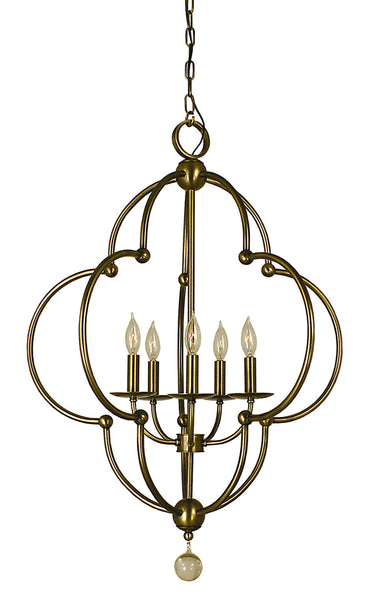 Framburg Quatrefoil 5 - Light Antique Brass Dining Chandelier 1162 AB