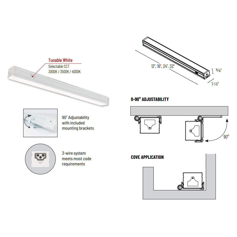 Nora Lighting 12" Bravo FROST Tunable White LED Linear