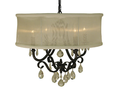 Framburg Liebestraum 4 - Light Mahogany Bronze with Sheer Cream Shade Dining Chandelier 1234 MB/SC