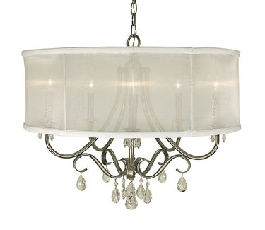 Framburg Liebestraum 5 - Light Brushed Nickel with Sheer White Shade Dining Chandelier 1236 BN/SWH