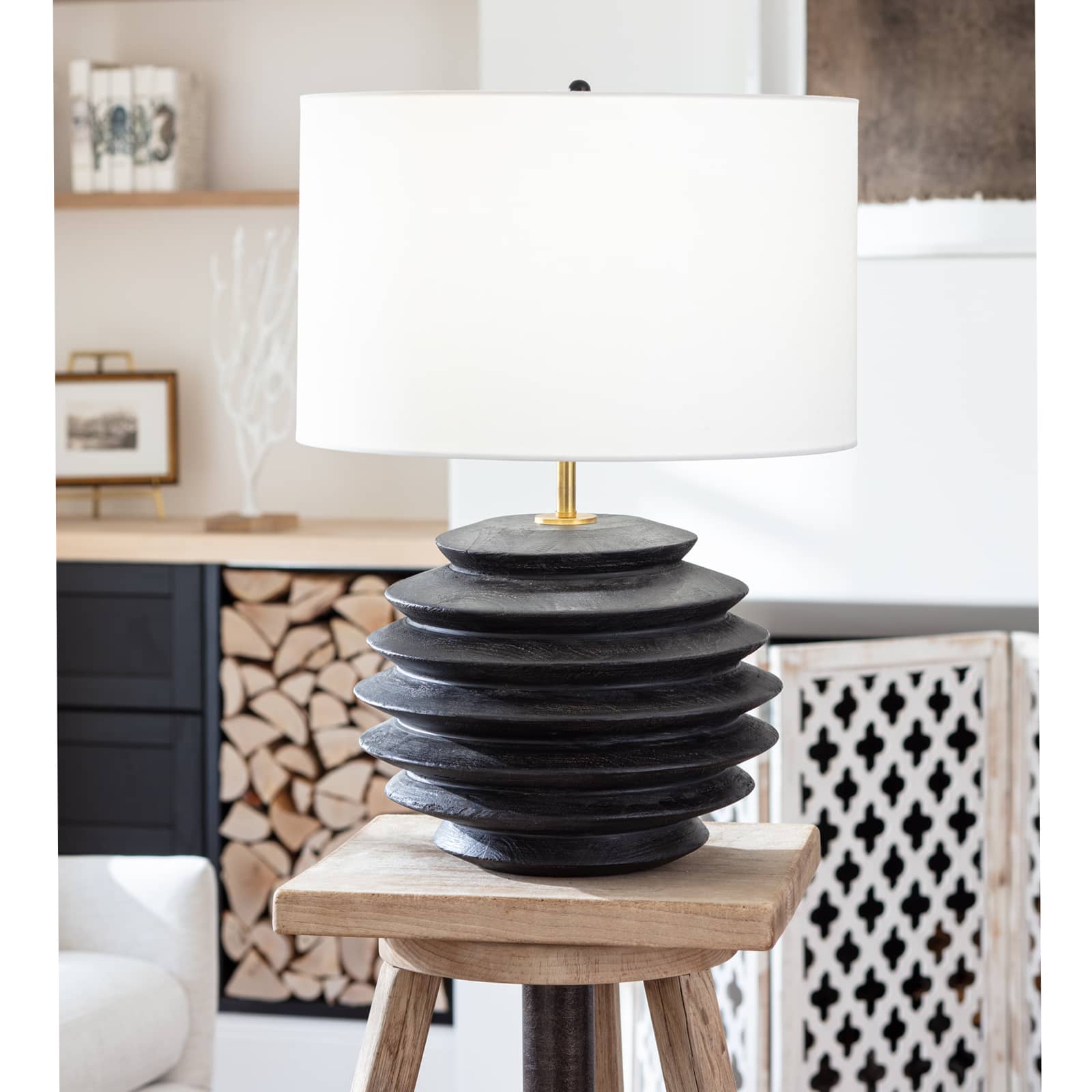 Accordion Table Lamp Round in Ebony by Coastal Living