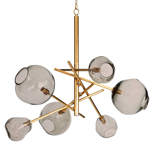 Molten Chandelier With Smoke Glass in Natural Brass by Regina Andrew