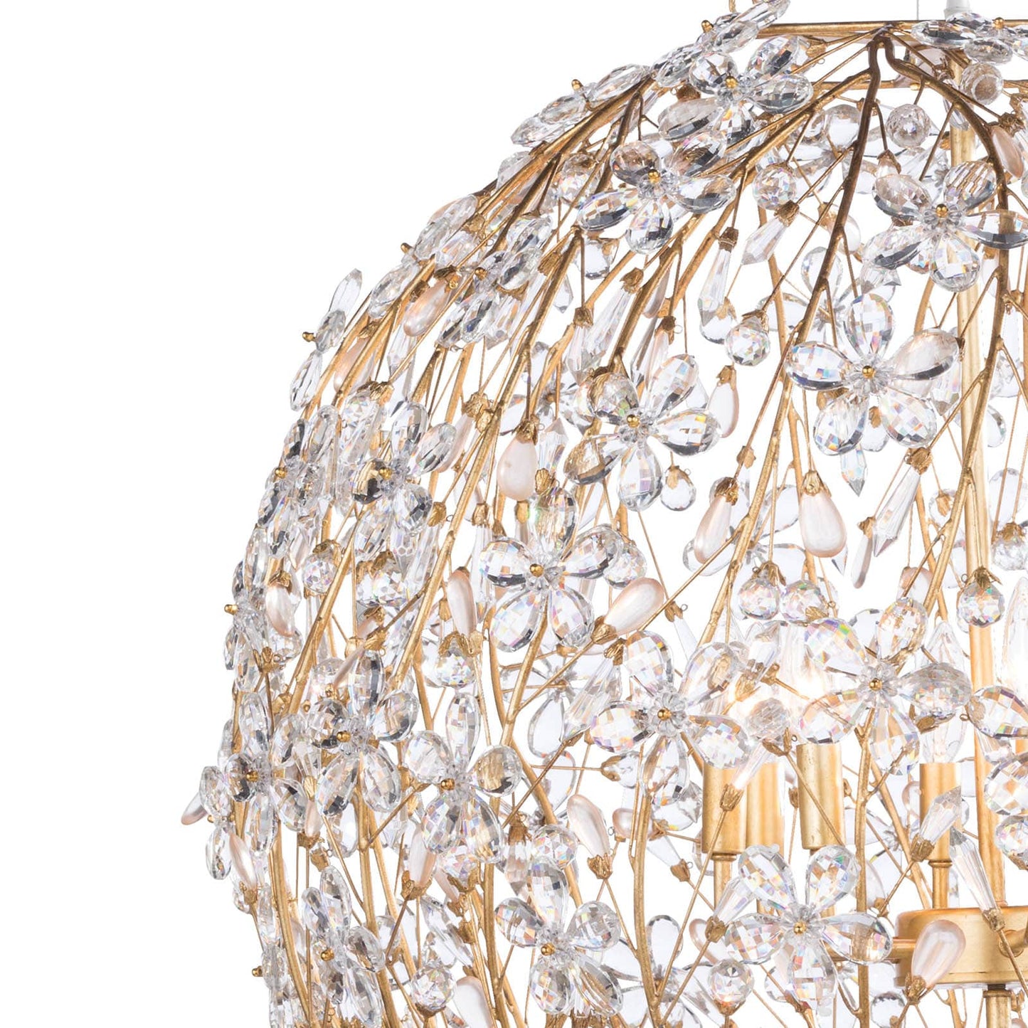 Cheshire Chandelier Large in Gold Leaf by Regina Andrew