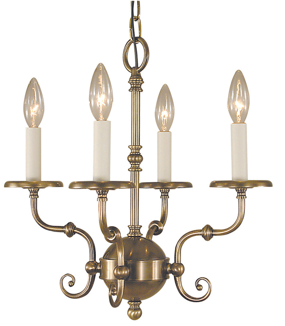 Framburg 4-Light Antique Brass Jamestown Mini Chandelier