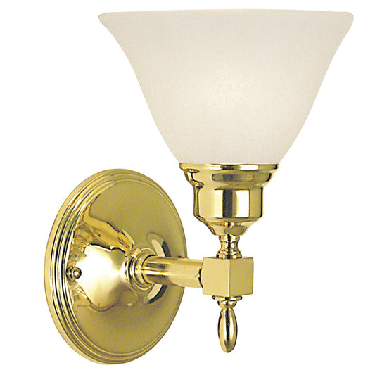 Framburg Taylor 1 - Light Polished Brass with White Marble Glass Shade Wall Sconce 2431 PB/WH