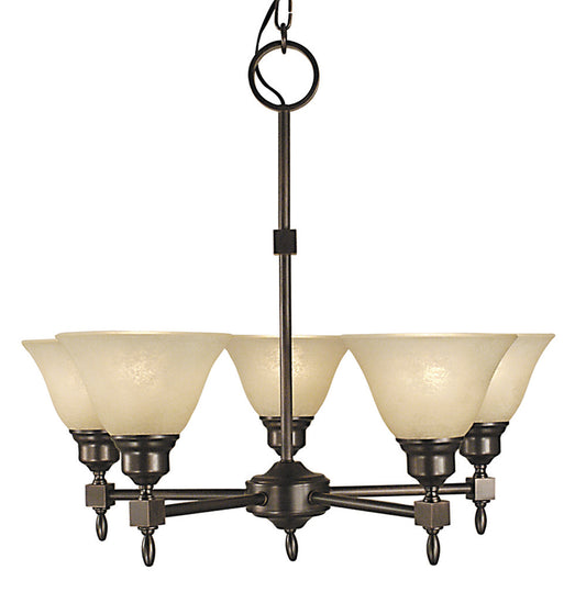 Framburg Taylor 5 - Light Siena Bronze with Champagne Marble Glass Shade Dining Chandelier 2435 SBR/CM