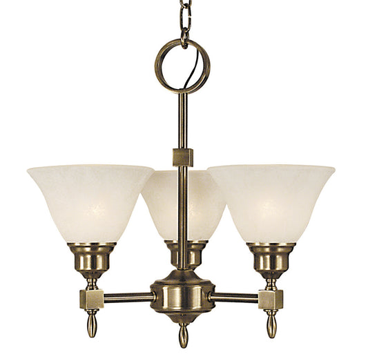 Framburg Taylor 3 - Light Antique Brass with White Marble Glass Shade Mini Chandelier 2438 AB/WH