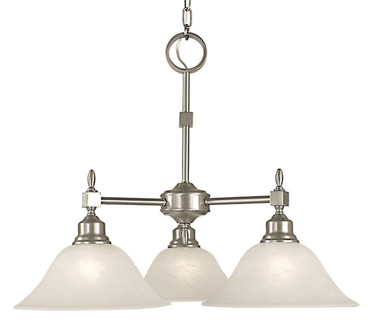 Framburg Taylor 3 - Light Brushed Nickel with White Marble Glass Shade Dinette Chandelier 2439 BN/WH