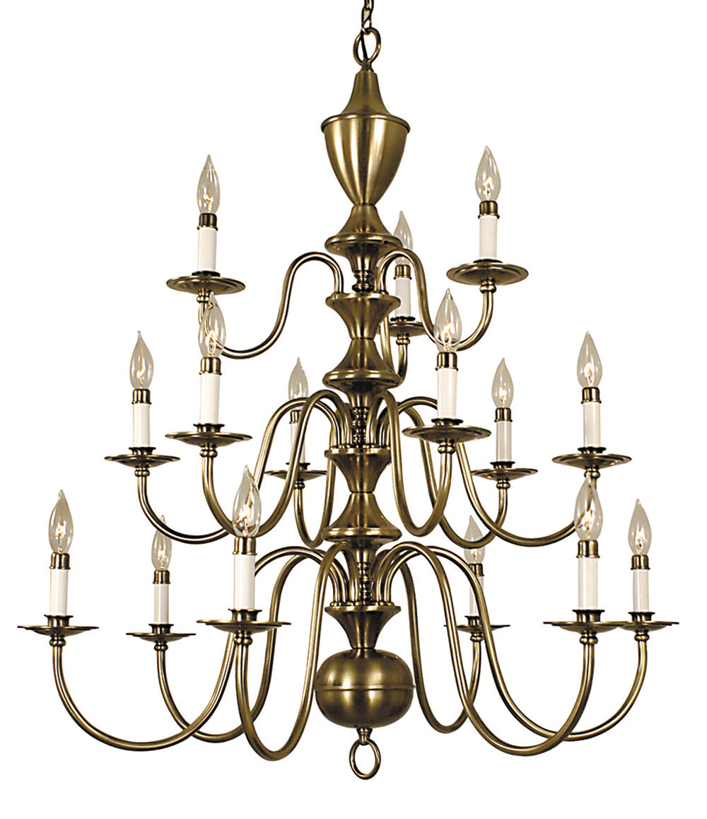 Framburg 15-Light Antique Brass Jamestown Foyer Chandelier