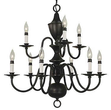 Framburg Jamestown 9 - Light Matte Black Dining Chandelier 2529 MBLACK