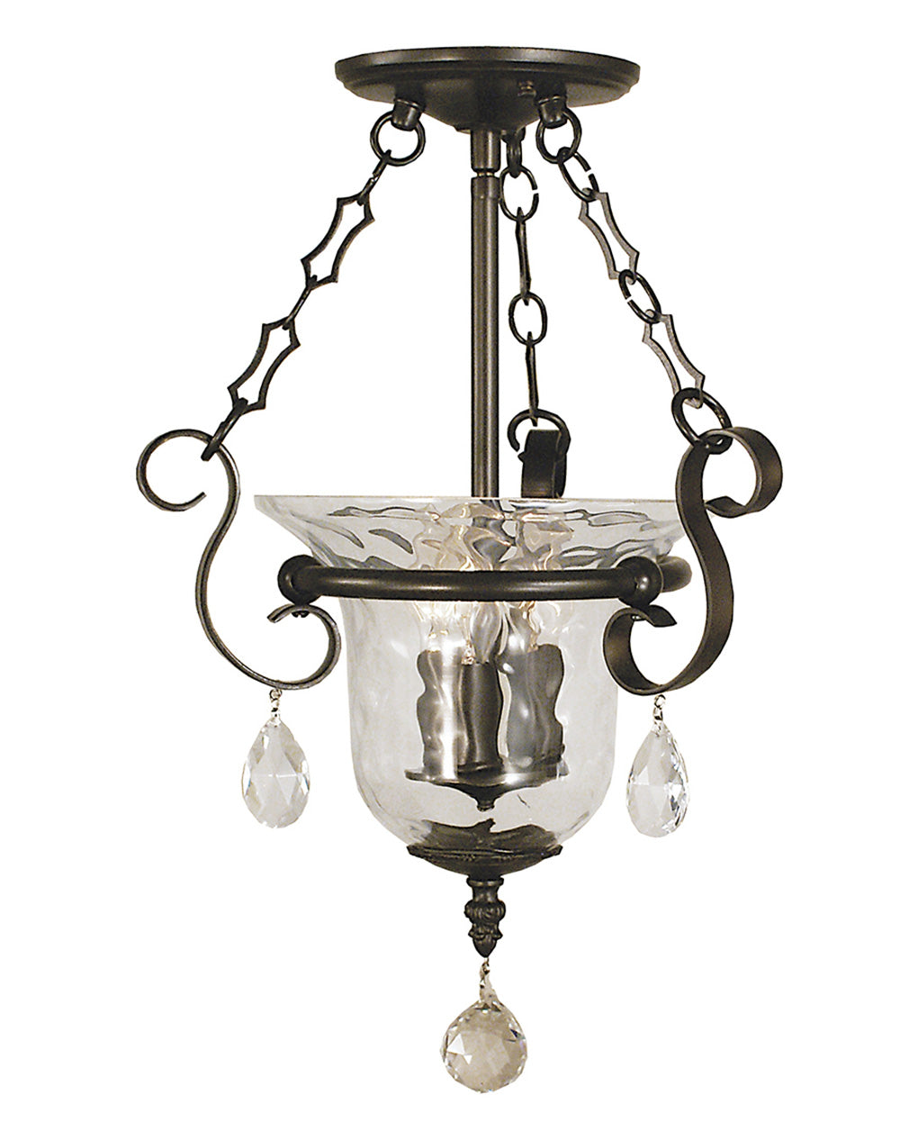 Framburg 3-Light Mahogany Bronze Carcassonne Flush Semi-Flush Mount