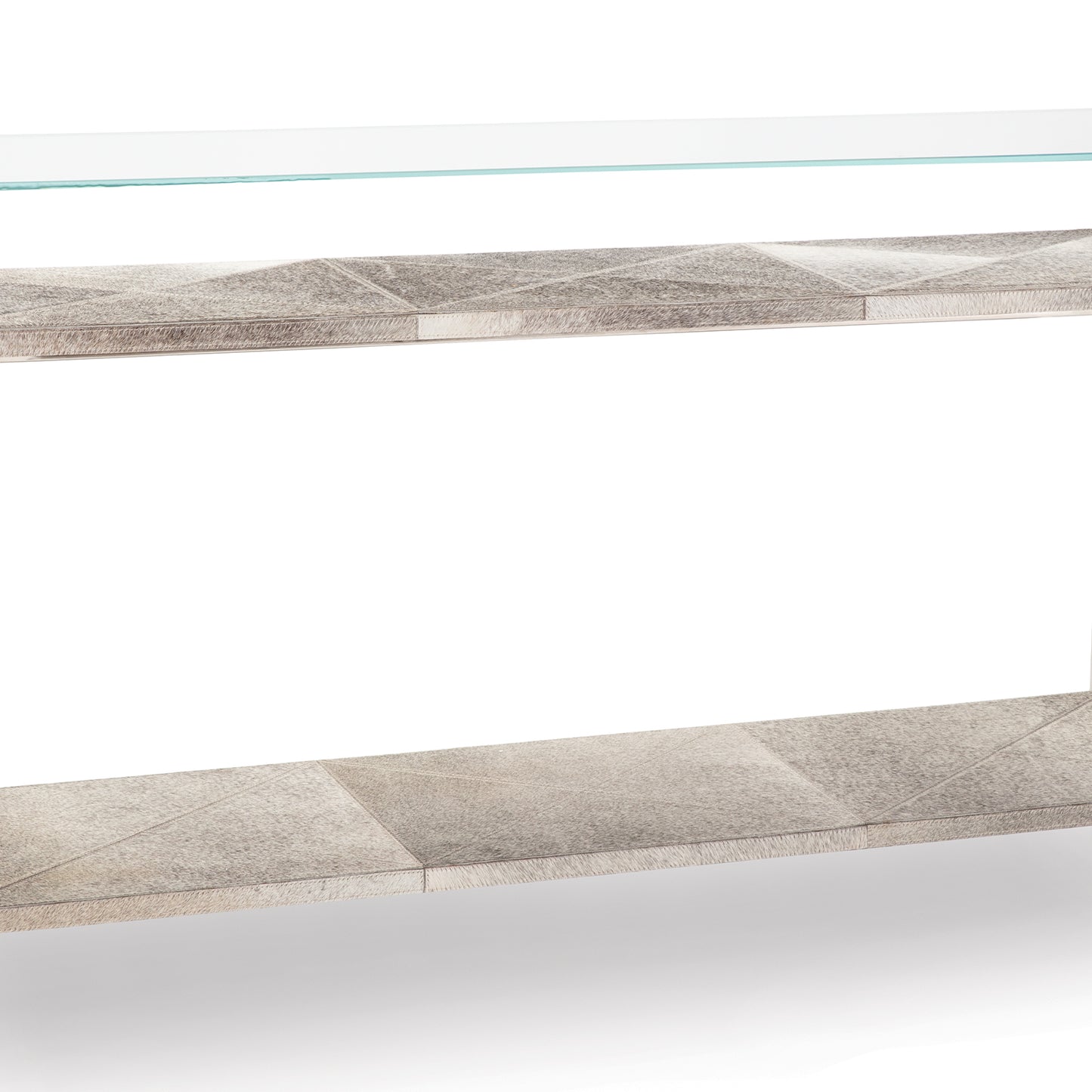 Andres Hair on Hide Console Large in Polished Nickel by Regina Andrew
