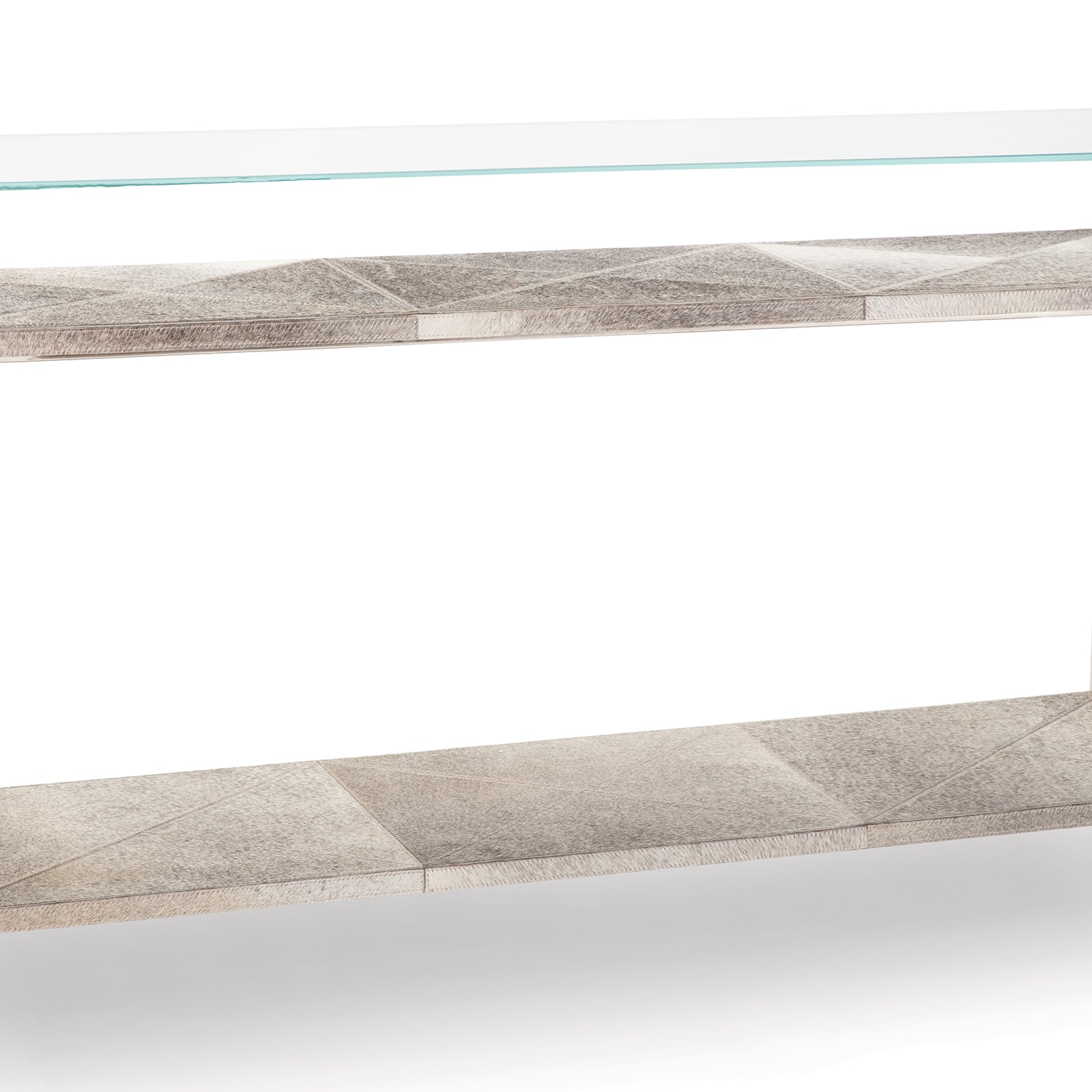 Andres Hair on Hide Console Large in Polished Nickel by Regina Andrew