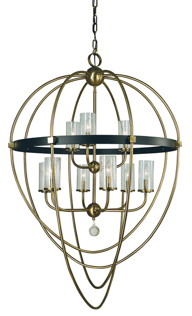Framburg Margaux 9 - Light Antique Brass with Matte Black Accents Foyer Chandelier 3049 AB/MBLACK
