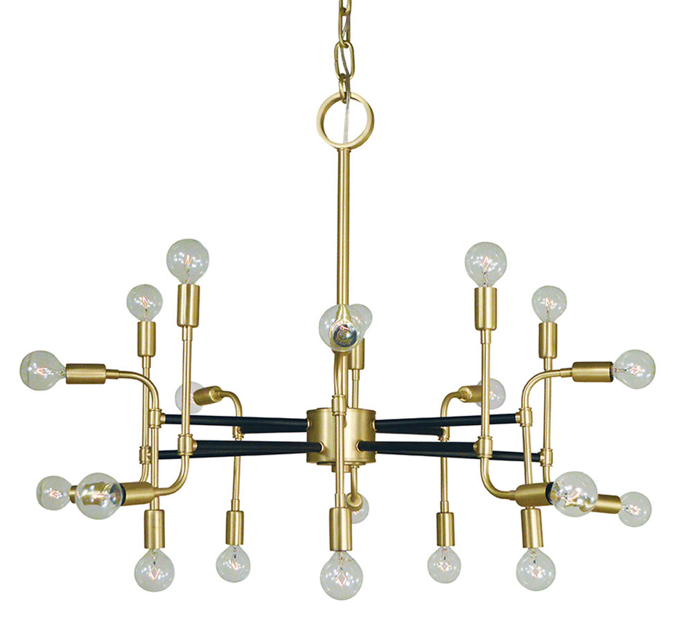 Framburg 20-Light Satin Brass Matte Black Fusion Chandelier