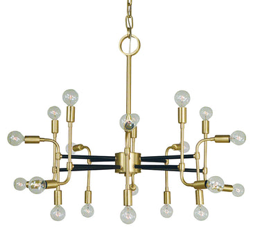 Framburg Fusion 20 - Light Satin Brass with Matte Black Accents Foyer Chandelier 3050 SB/MBLACK