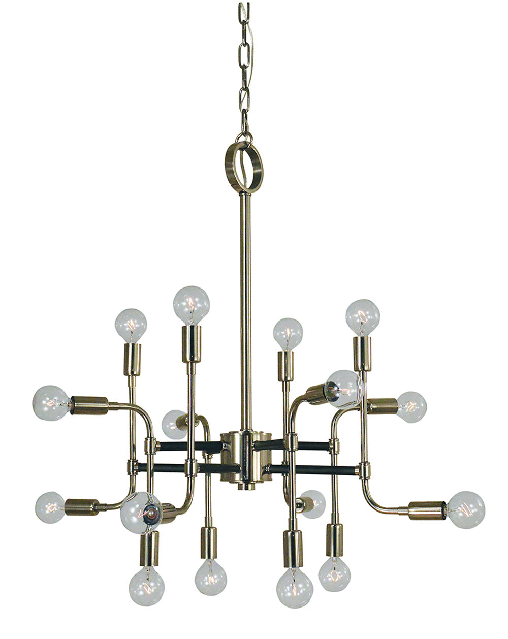 Framburg 16-Light Polished Nickel Matte Black Fusion Chandelier