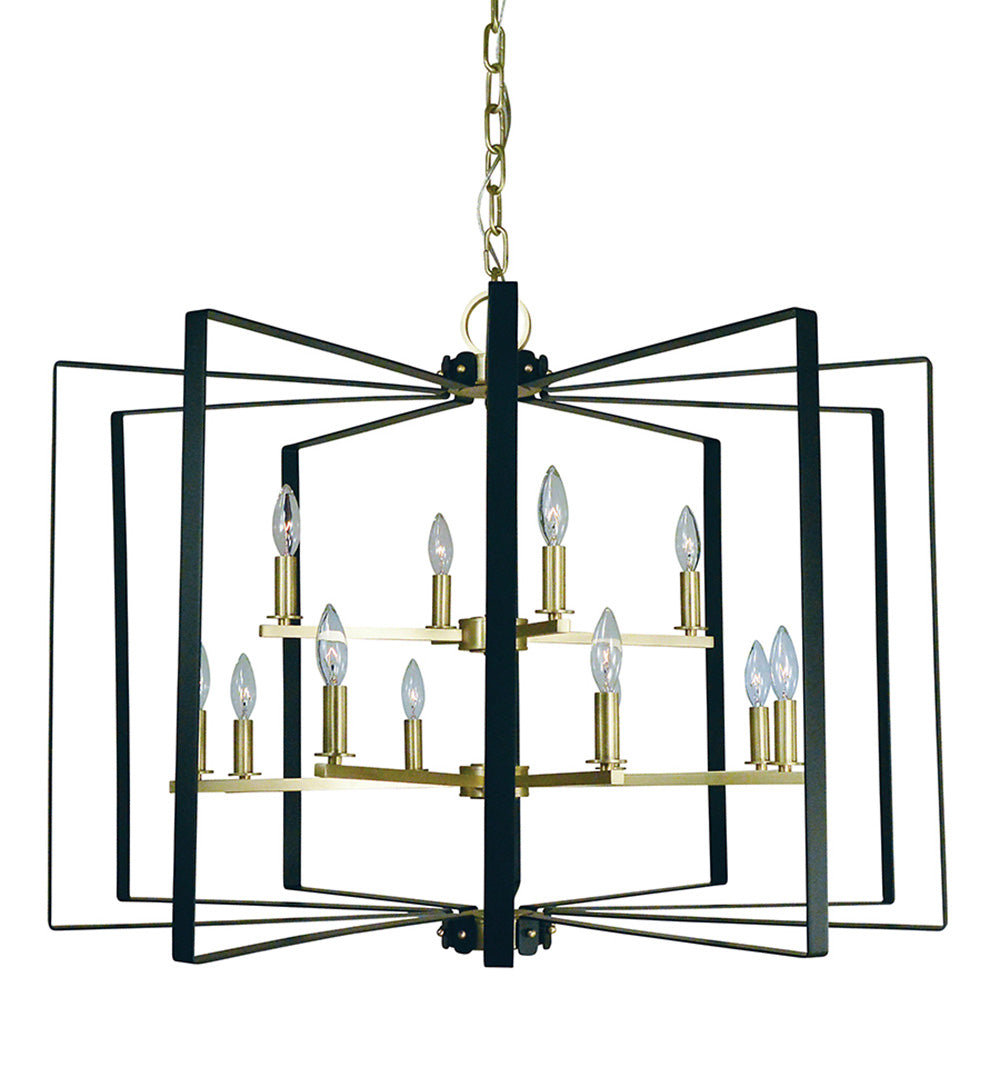 Framburg 12-Light Satin Brass Matte Black Camille Chandelier