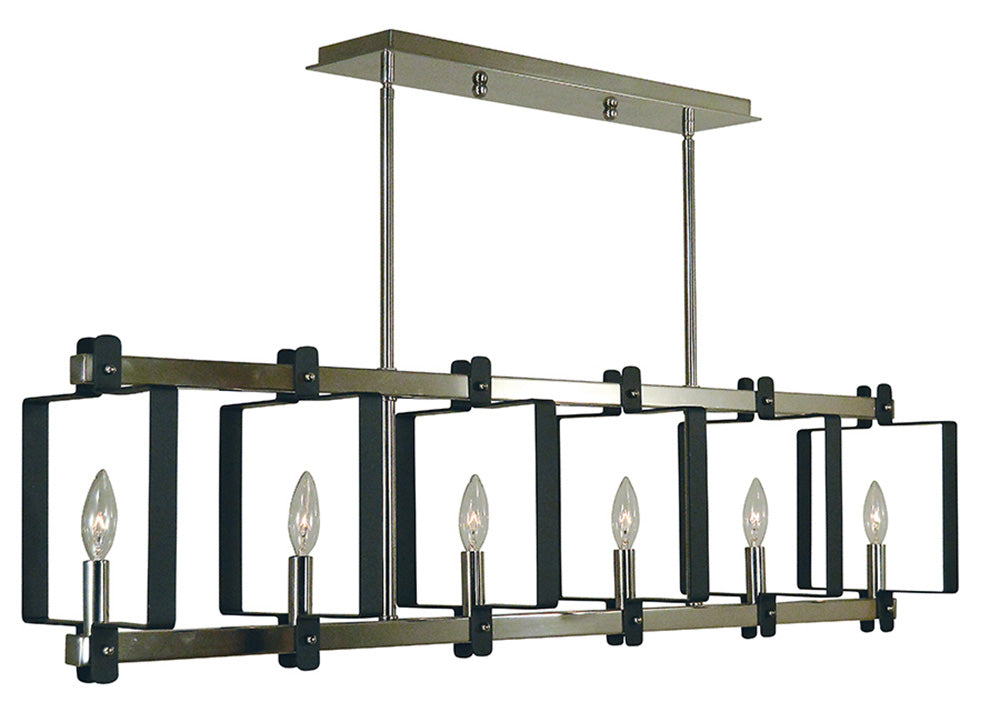 Framburg 6-Light Polished Nickel Matte Black Camille Island Chandelier