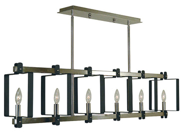 Framburg Camille 6 - Light Polished Nickel with Matte Black Accents Island Chandelier 3060 PN/MBLACK