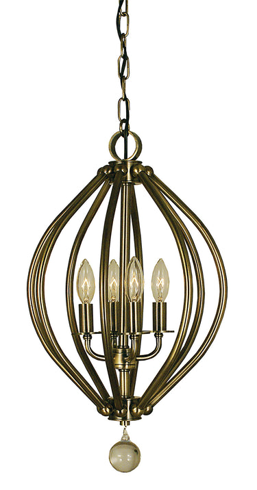 Framburg Dewdrop 4 - Light Antique Brass Mini Chandelier 4344 AB