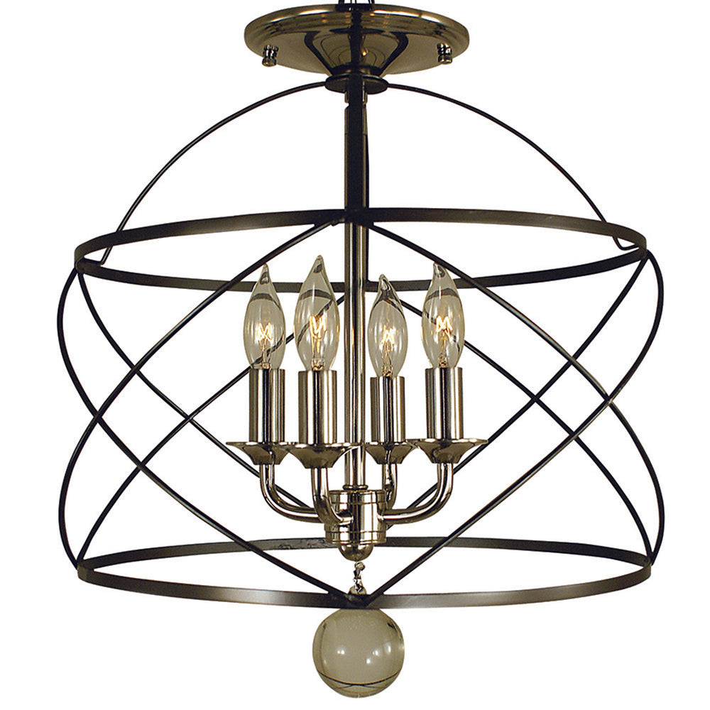 Framburg 4-Light Mahogany Bronze Polished Nickel Nantucket Flush Semi Flush Mount