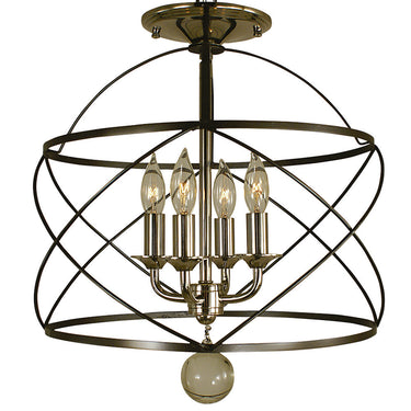 Framburg Nantucket 4 - Light Mahogany Bronze and Polished Nickel Flush Mount 4411 MB/PN