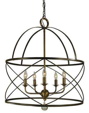 Framburg Nantucket 5 - Light Mahogany Bronze and Antique Brass Dining Chandelier 4415 MB/AB