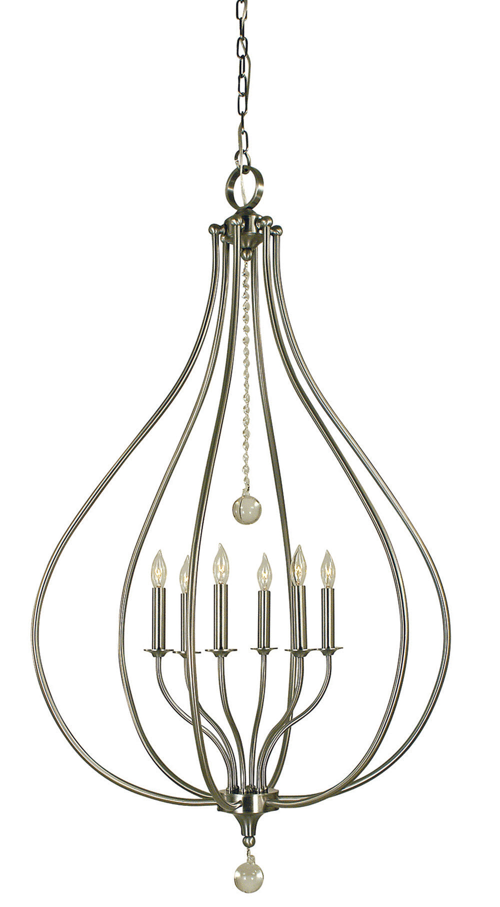 Framburg 6-Light Brushed Nickel Dewdrop Pendant