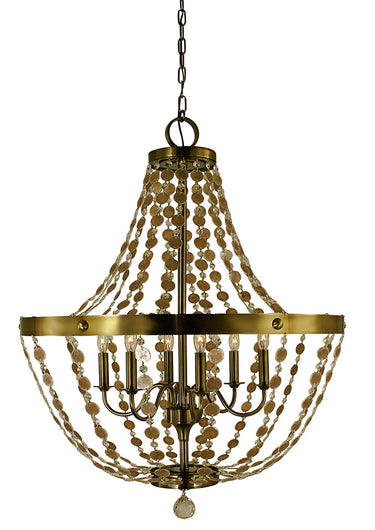 Framburg Naomi 6 - Light Antique Brass Foyer Chandelier 4486 AB