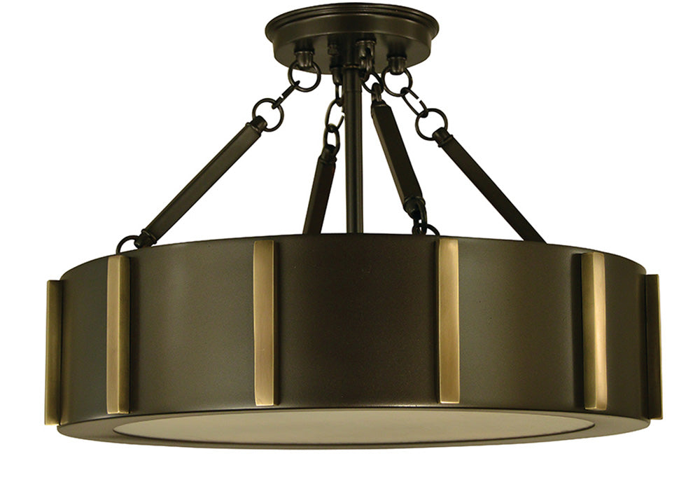 Framburg 4-Light 16" Mahogany Bronze Antique Brass Pantheon Flush Mount