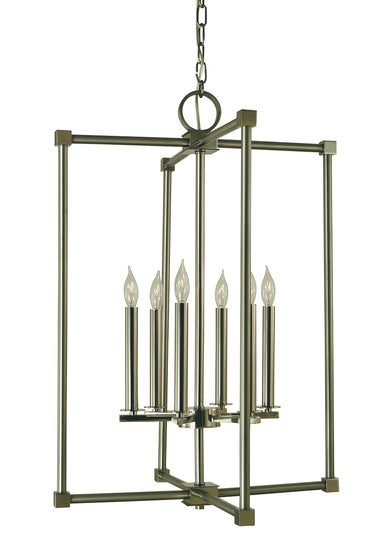 Framburg Lexington 6 - Light Brushed Nickel with Polished Nickel Dining Chandelier 4606 BN/PN