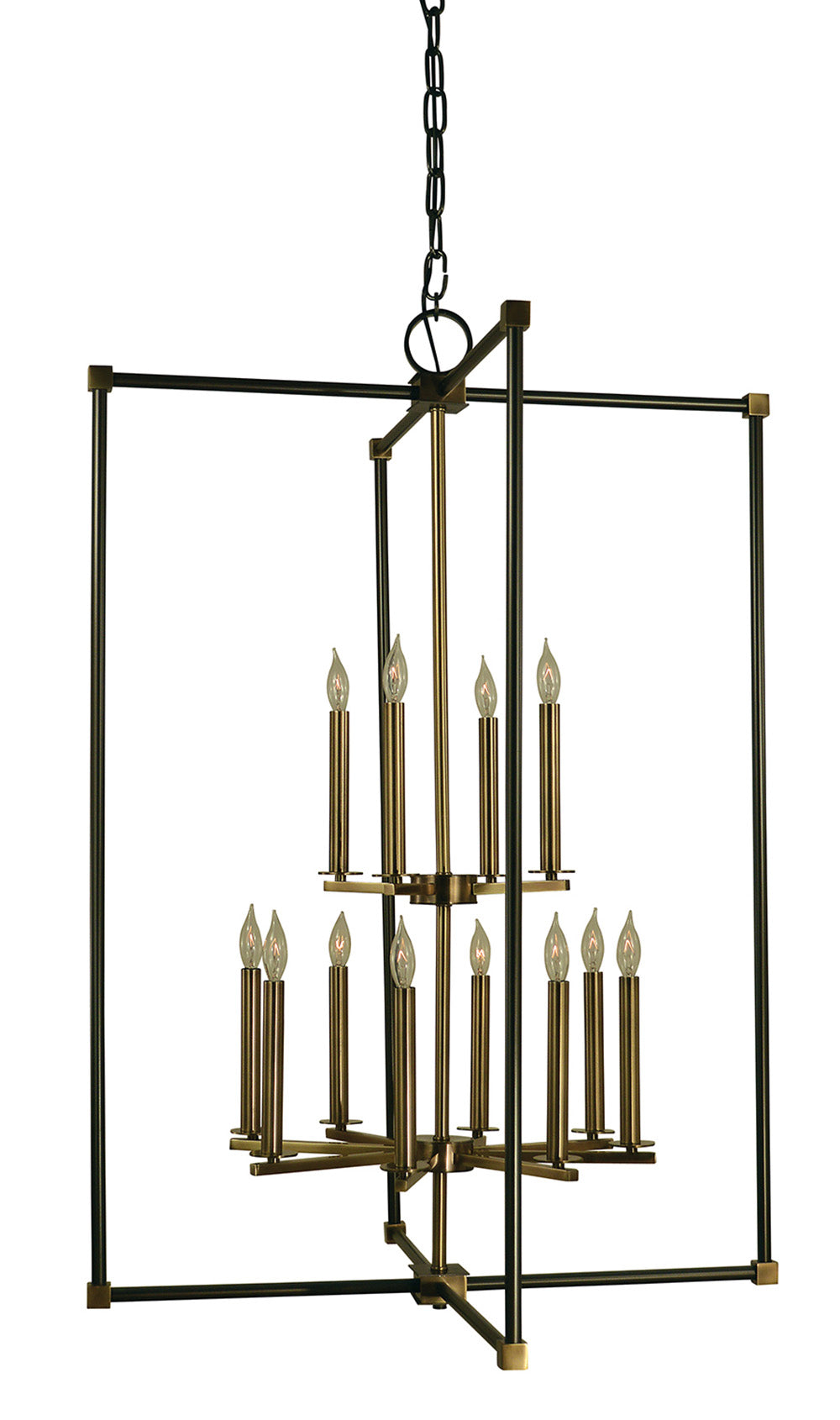 Framburg 12-Light Mahogany Bronze Antique Brass Lexington Chandelier