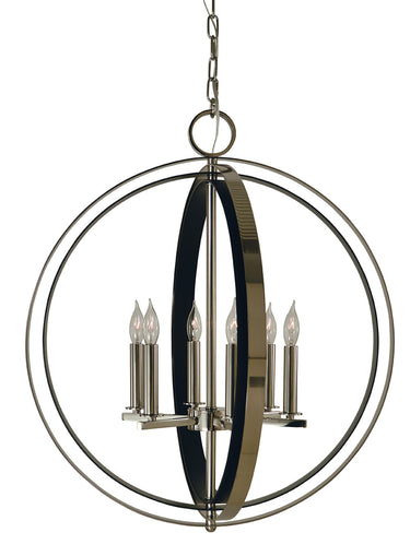 Framburg Constell 6 - Light Polished Nickel with Matte Black Dining Chandelier 4655 PN/MBLACK