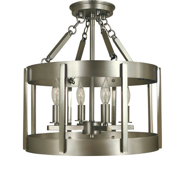 Framburg Pantheon 4 - Light Satin Pewter with Polished Nickel Flush Mount 4662 SP/PN