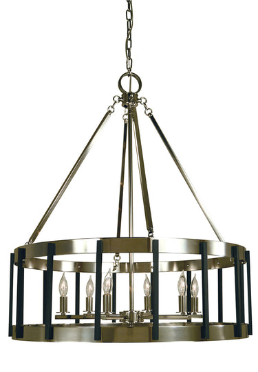 Framburg Pantheon 6 - Light Polished Nickel with Matte Black Dining Chandelier 4668 PN/MBLACK