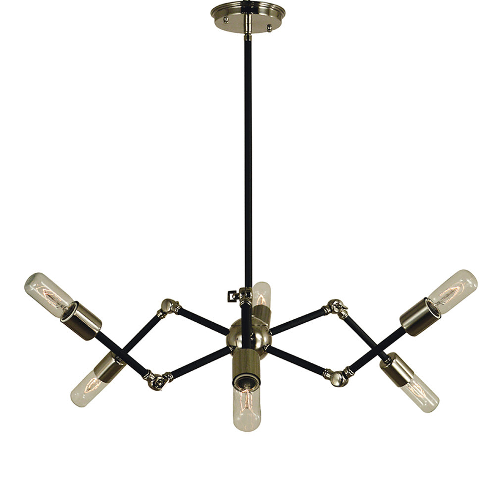 Framburg 6-Light Polished Nickel Matte Black Felix Chandelier