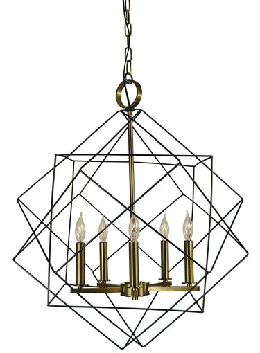 Framburg Etoile 5 - Light Mahogany Bronze with Antique Brass Dining Chandelier 4705 MB/AB