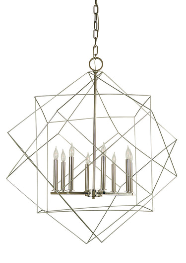 Framburg Etoile 8 - Light Satin Pewter with Polished Nickel Foyer Chandelier 4708 SP/PN