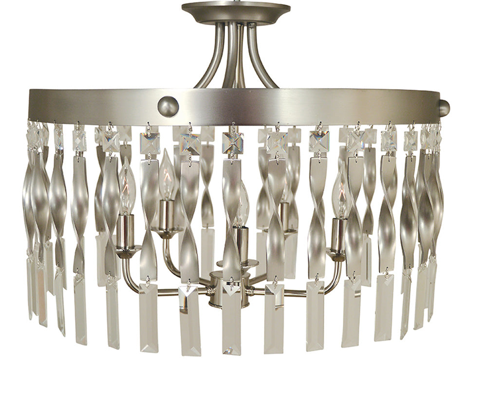 Framburg 5-Light Satin Pewter Polished Nickel Adele Semi-Flush