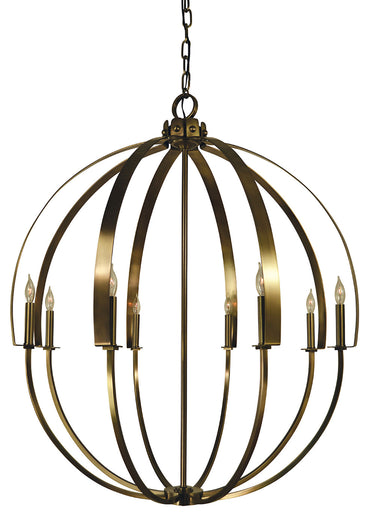 Framburg Luna 8 - Light Antique Brass Foyer Chandelier 4728 AB