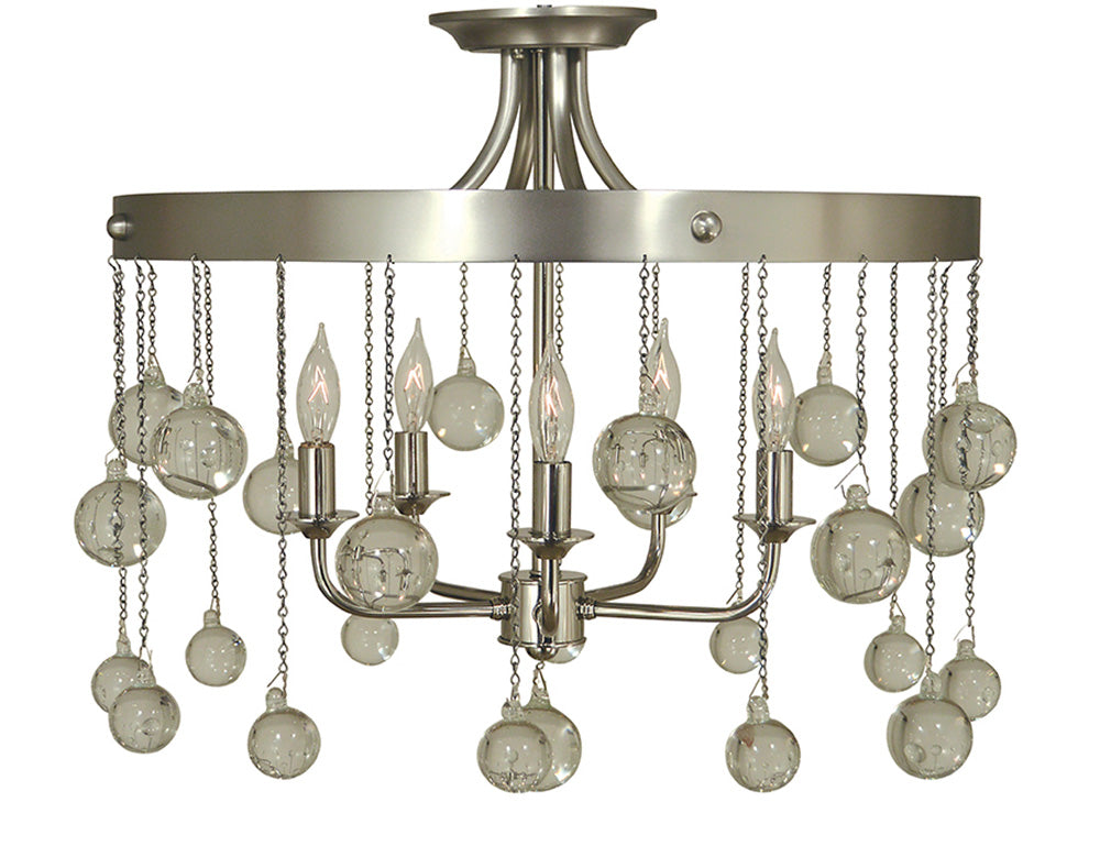 Framburg 5-Light Satin Pewter Polished Nickel Falling Stars Semi-Flush